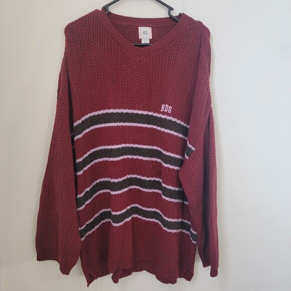 BDG UO Crochet Knit Academia Pullover Crewneck Sweater‎ Striped Large OB1737436 - Picture 2 of 12